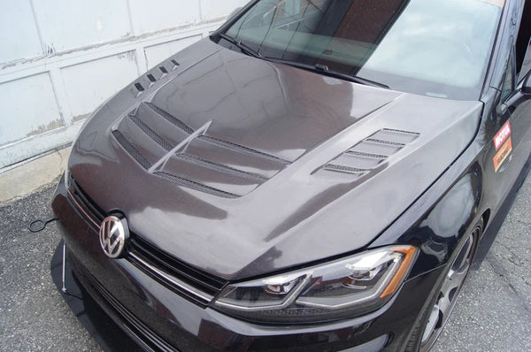 VOLKSWAGEN GOLF (GTI R MK7/7.5) VRS-STYLE CARBON FIBER HOOD